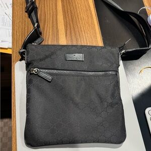 GUCCI black nylon crossbody bag